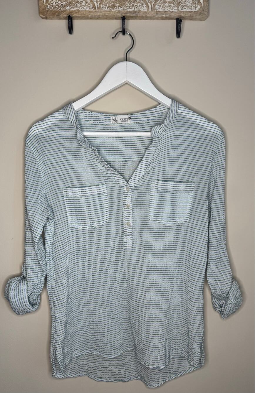 Carve Designs Striped Gauze Top sz M